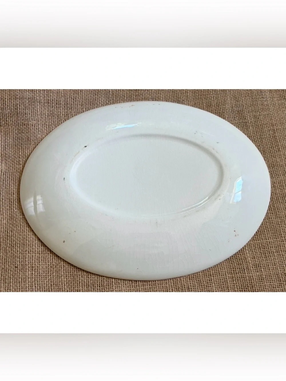 Red Or Pink Willow Transferware Oval Serving Platter Chinoiserie Landscape FLAWS